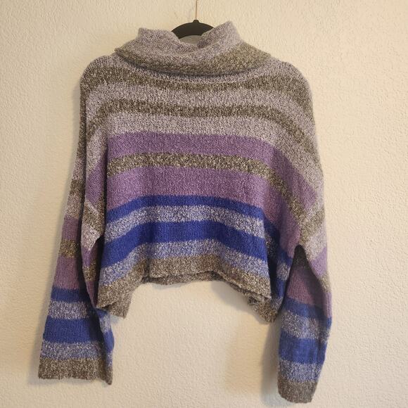 Sincerely Jules Women's Small Oversized Gray/Purple/Blue Striped‎ Sweater New - Picture 3 of 3